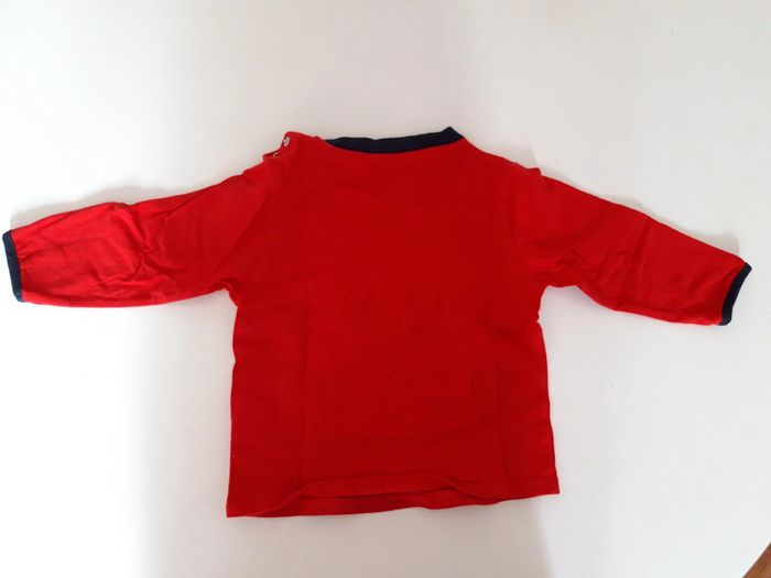 Swearshirt Obaidi rouge, col marine, motif Poisson Etre comme un poissson dans l'eau, Obaïdi, 12mois - photo numéro 3