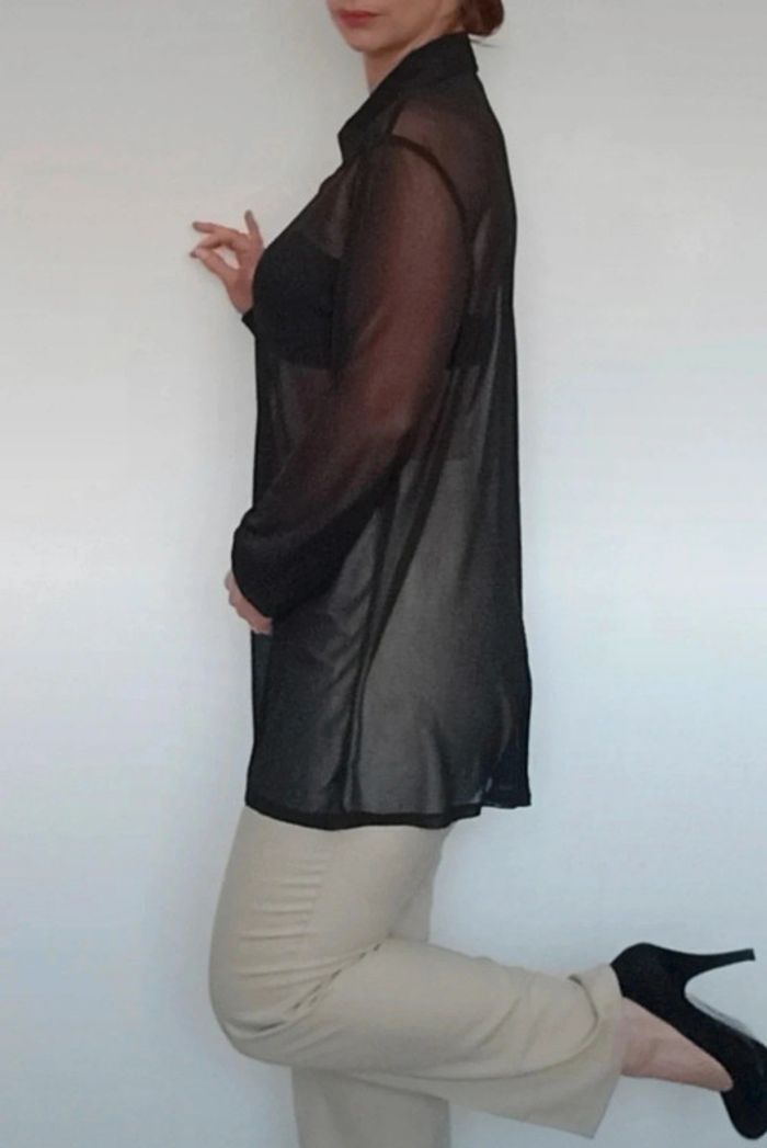 Chemisier voile noir sexychic taille unique - photo numéro 5