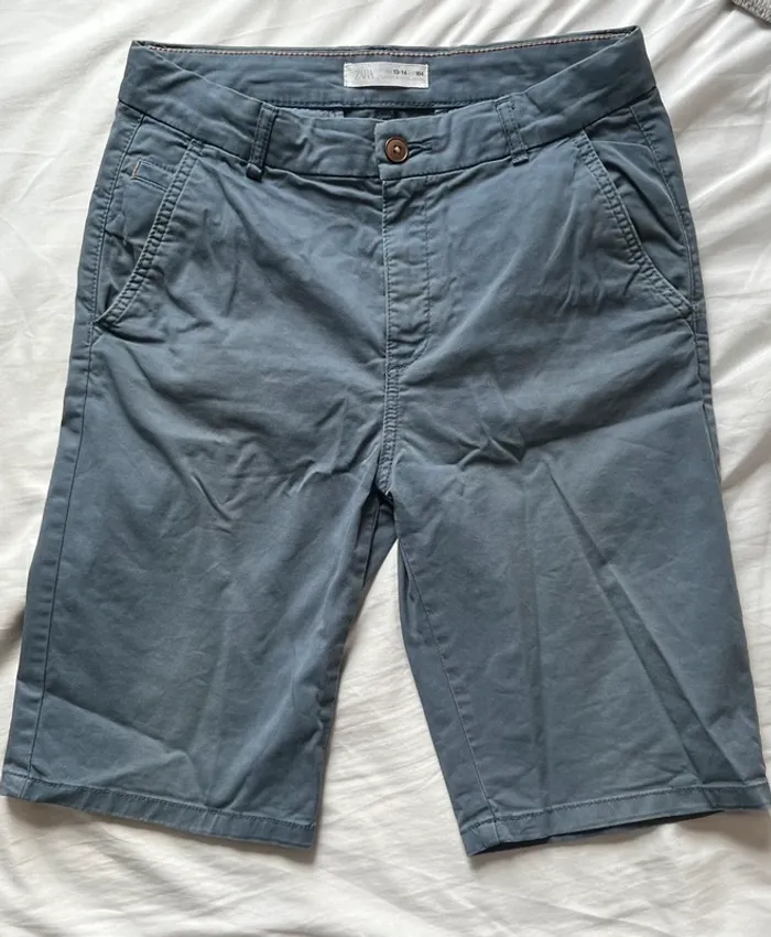Bermuda bleu gris Zara 13/14 ans - photo numéro 2