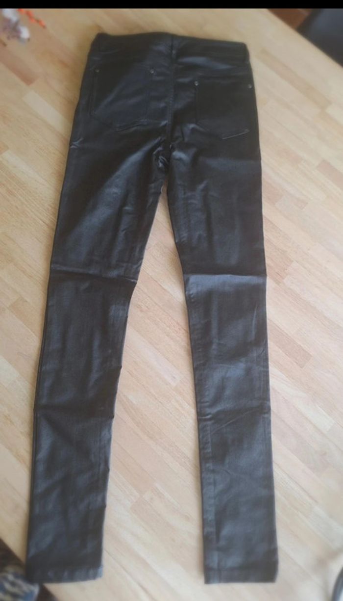 Pantalon slim noir effet cuir T38-M - photo numéro 3