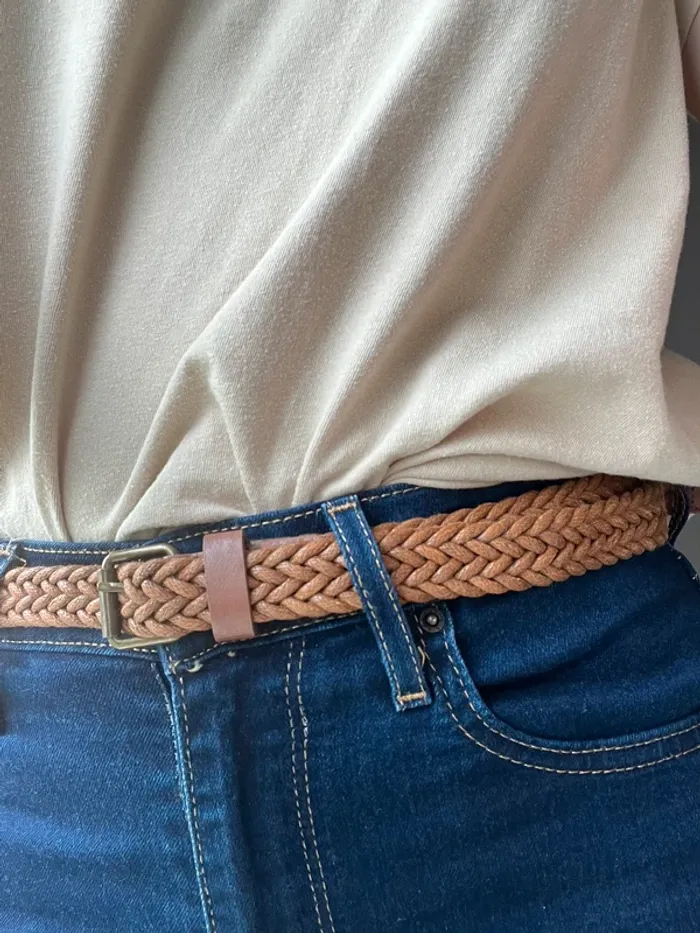 Ceinture marron tressé - photo numéro 4