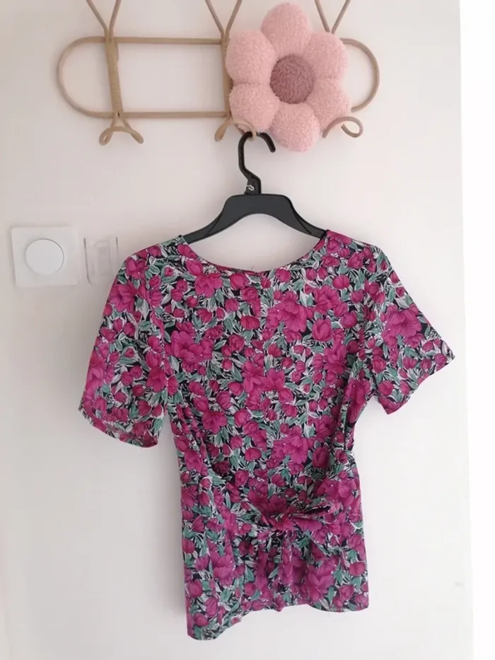 Blouse fleurie, manches courtes - Taille M