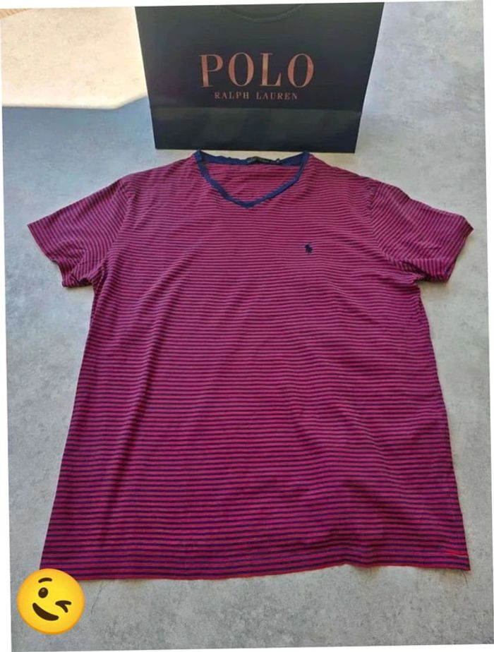 T-shirt Ralph Lauren L coupe col rond rouge Homme Men tee119 - photo numéro 4