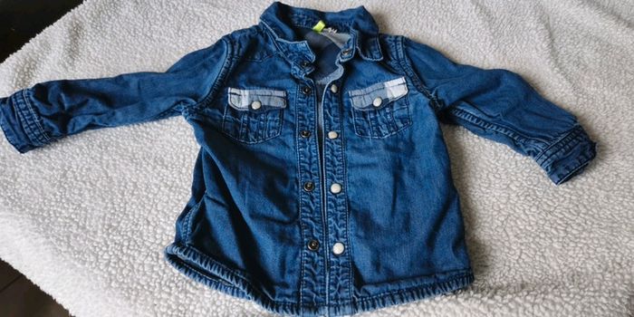 Chemise en jean doublé carreaux 6 mois