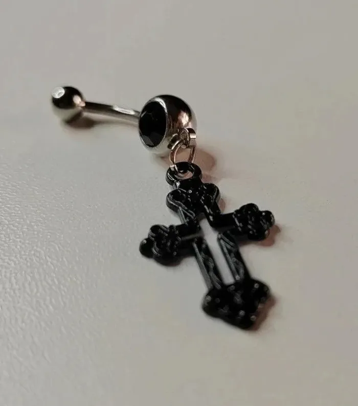 Piercing Nombril - Croix noire, neuf - photo numéro 2