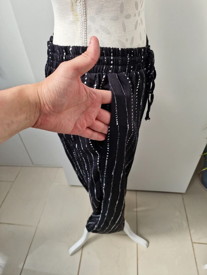 Pantalon Léger Fluide Noir Imprimé Blanc - photo numéro 8