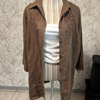 Chemise en lin  marron