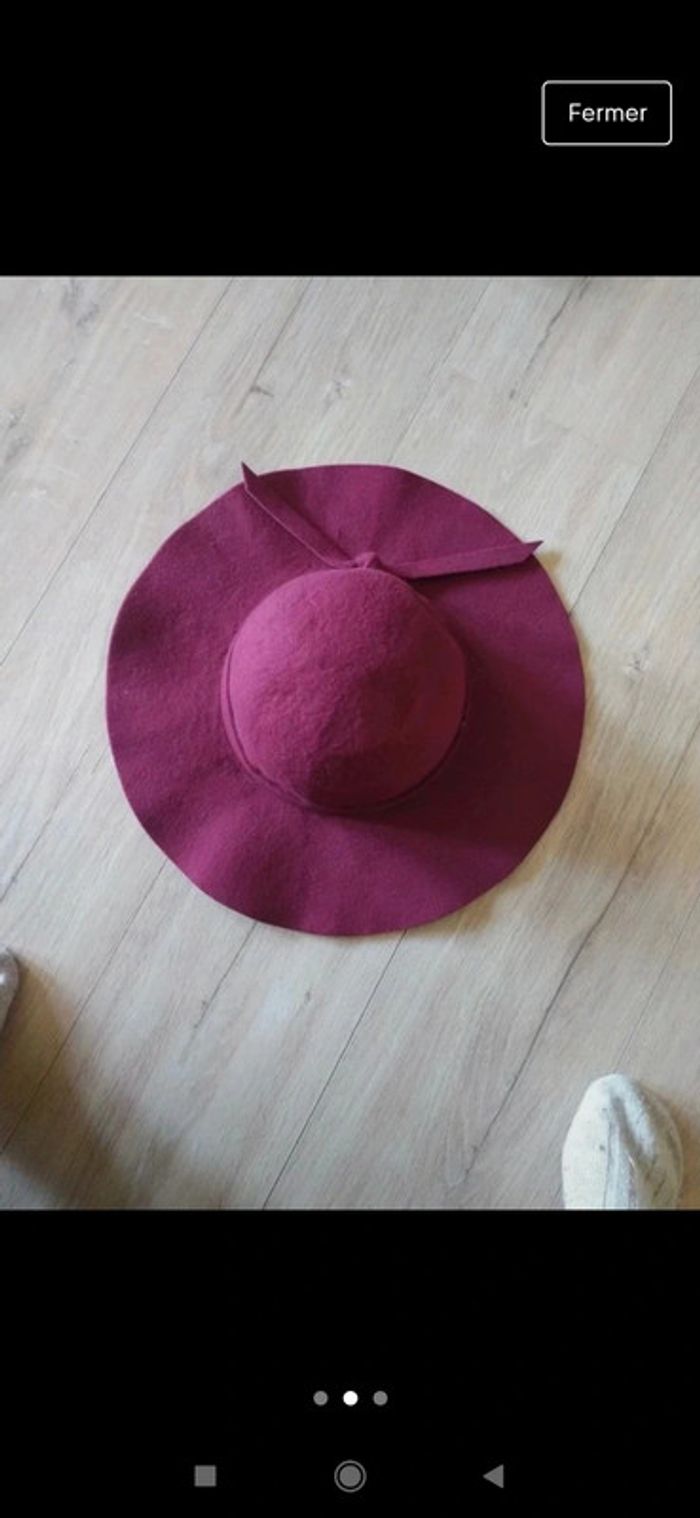 Chapeau capeline en feutre bordeaux automne hiver - photo numéro 2