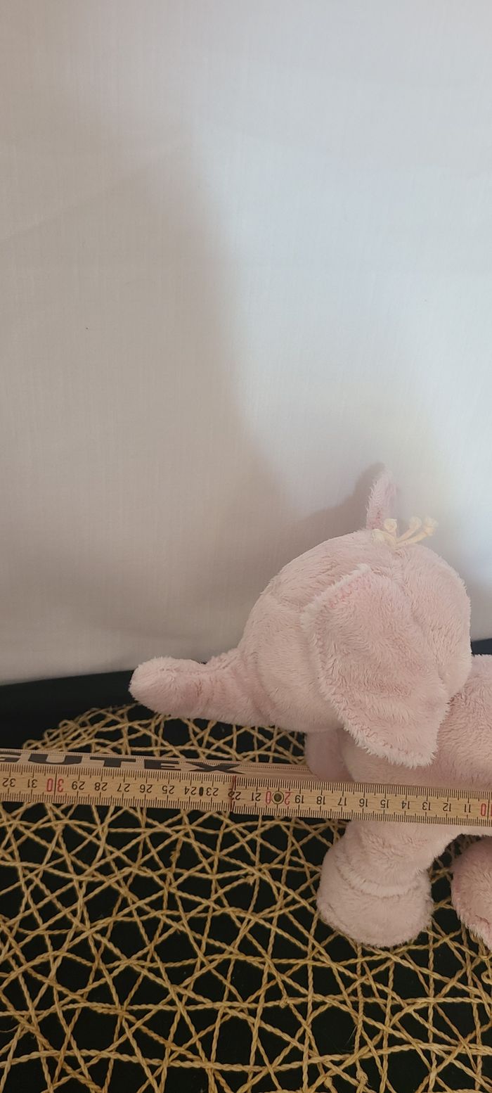 Ferdinand l'éléphant 25 cm rose pâle tartine et chocolat - photo numéro 6