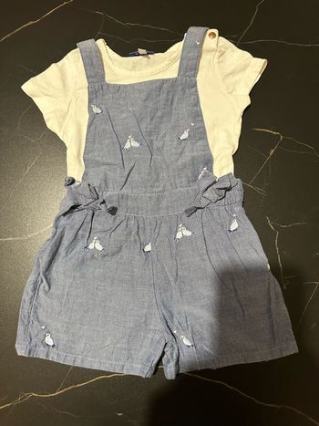 Salopette short effet jean et t-shirt
