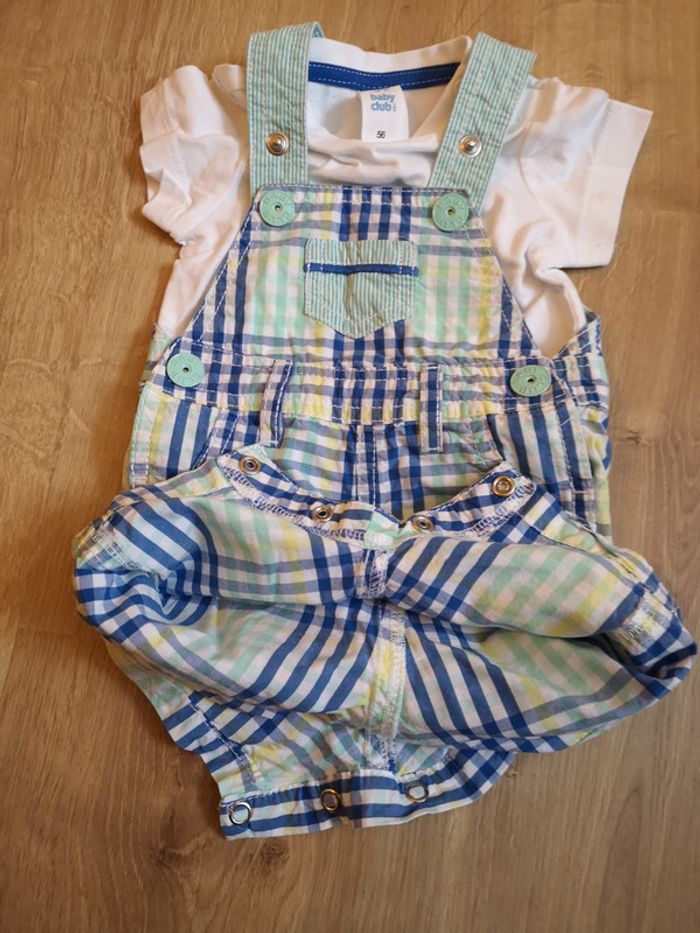 Ensemble salopette short et t-shirt 1 mois - photo numéro 2