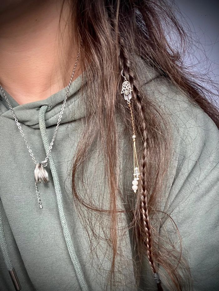 Bijou de cheveux - tresse/dread - en macramé avec pierre de Lune - photo numéro 4