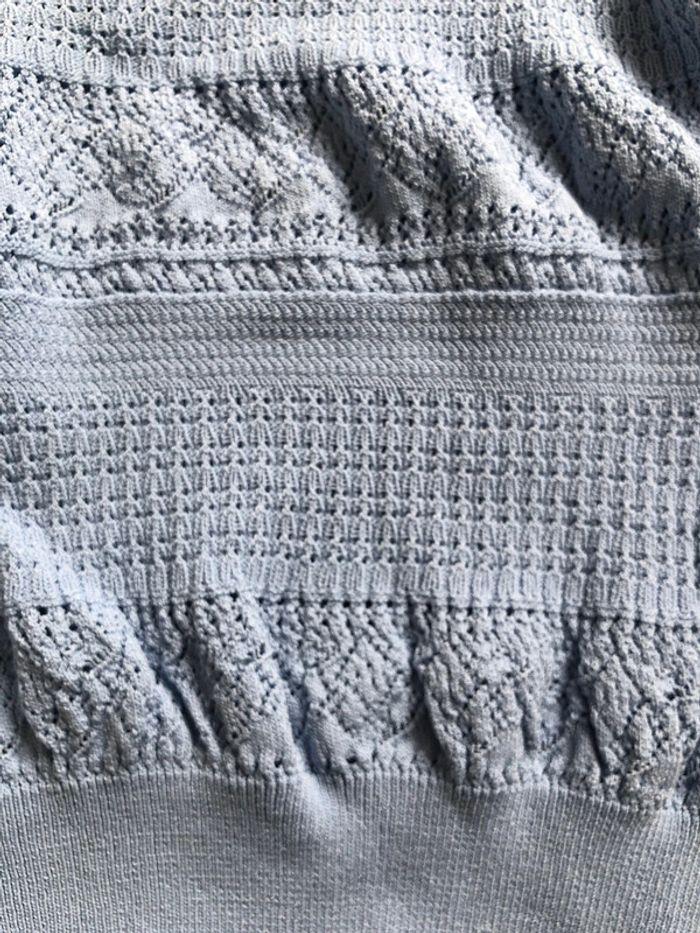Petit pull bleu Zara taille S ajouré manches ballon - photo numéro 4
