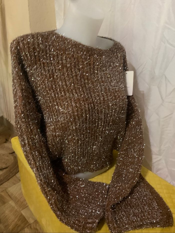 Pull marron foncé brillant New collection taille unique 36-42 - photo numéro 4