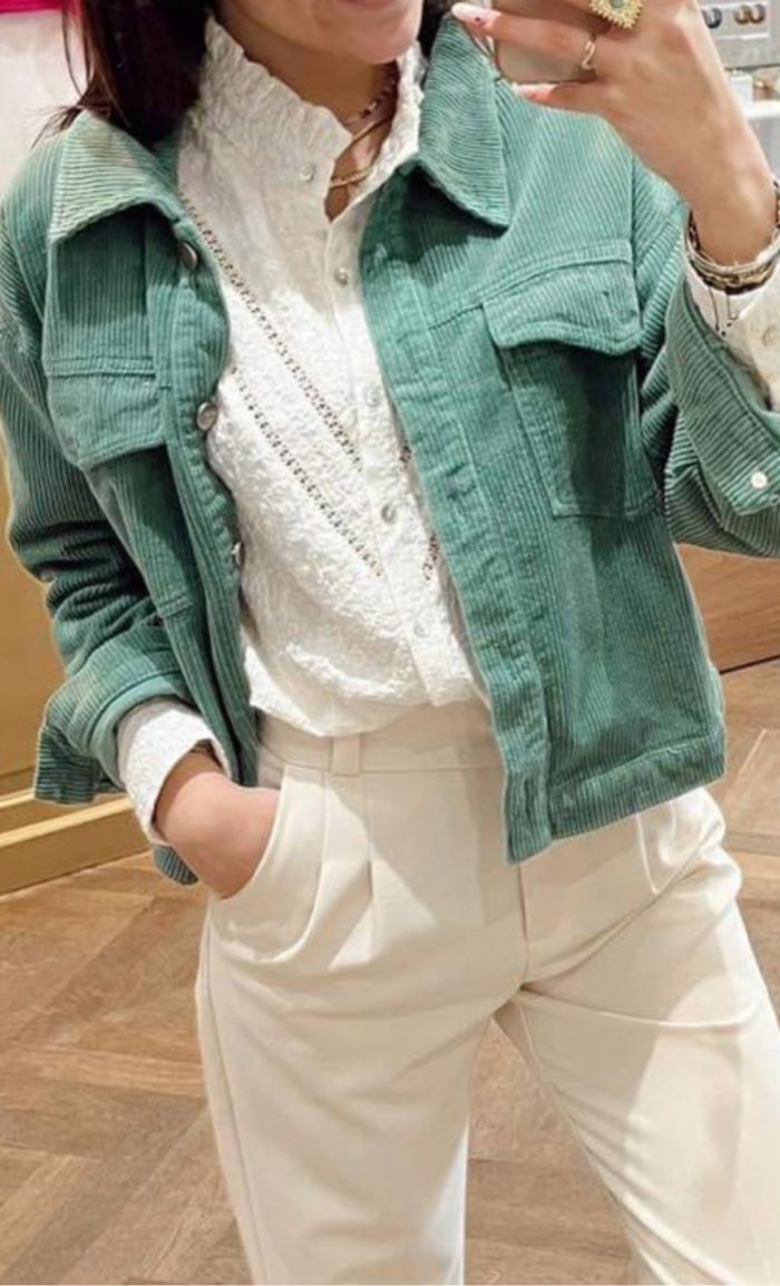 Veste velours verte - photo numéro 3