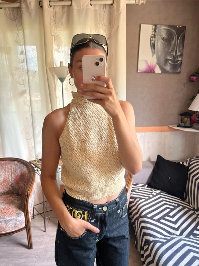 Top do nu maille Ibiza bohème champêtre vintage y2k 2000yer - photo numéro 2