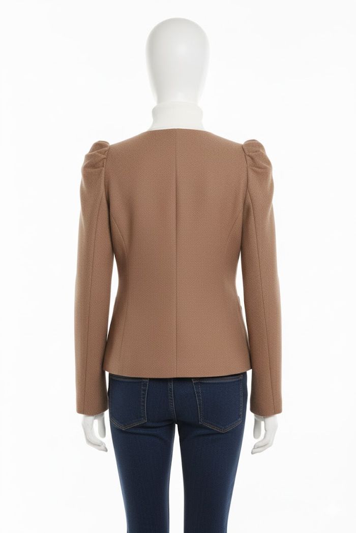 Veste Courte Chic Camel Épaules Structurées – Tissu Texturé/Tweed - photo numéro 2