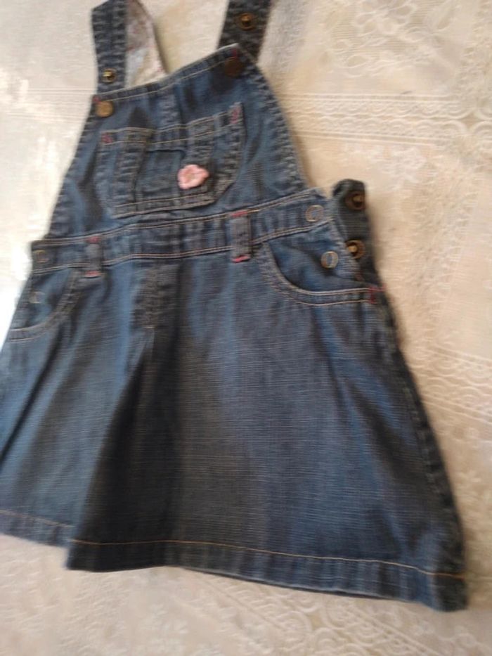 Robe salopette en jean bleu foncé 12 mois - photo numéro 2