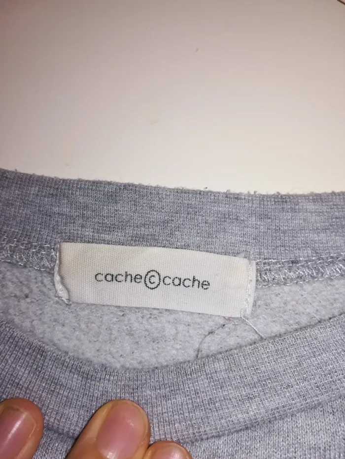 Pull gris "Râleuse et boudeuse", Cache cache, taille L, très bon état - photo numéro 3