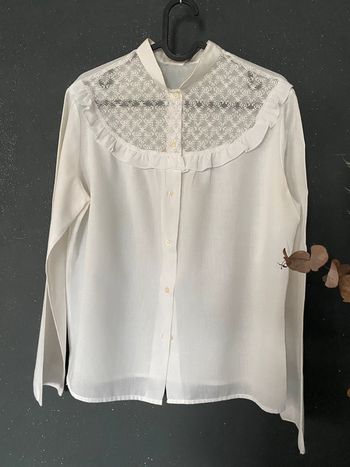 Chemisier plastron dentelle fabrication France 38/40 voir mensurations