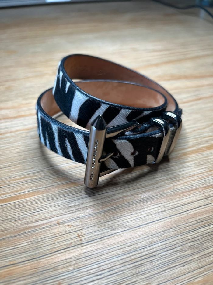 Bracelet Barbara Bui style ceinture – cuir motif zèbre – très bon état