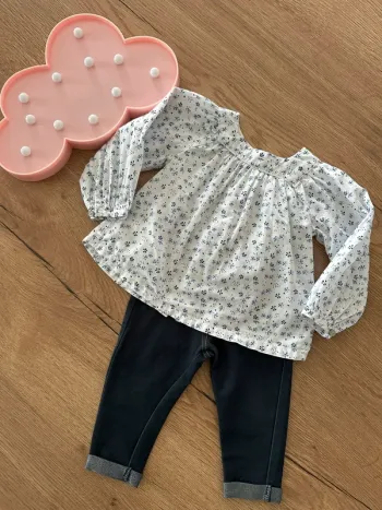 Ensemble blouse fleurie