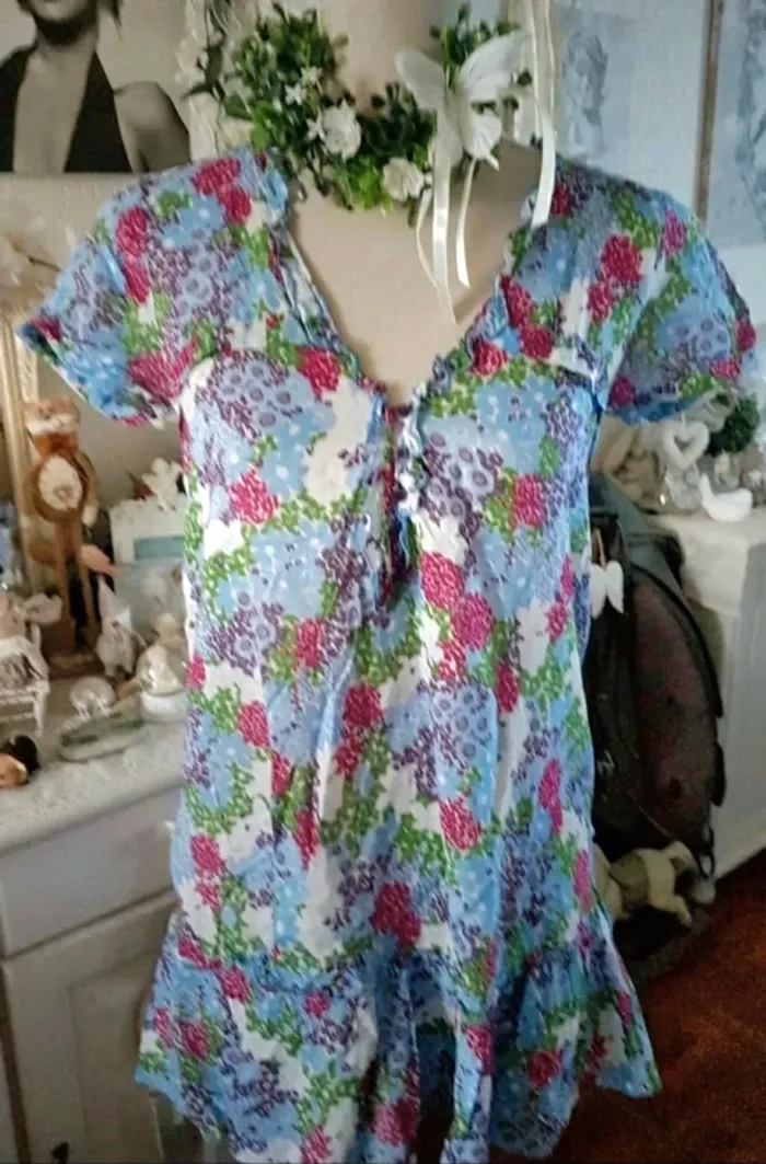 Robe ou tunique longue multicolore Zara Taille S Neuve - photo numéro 2