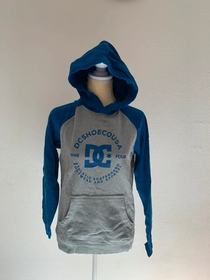 Sweat à capuche DC Shoes gris et bleu - Taille L
