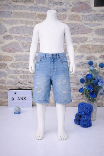Bermuda en jean bleu clair délavé Garçon taille 9/10 ans marque Abercrombie 🎸