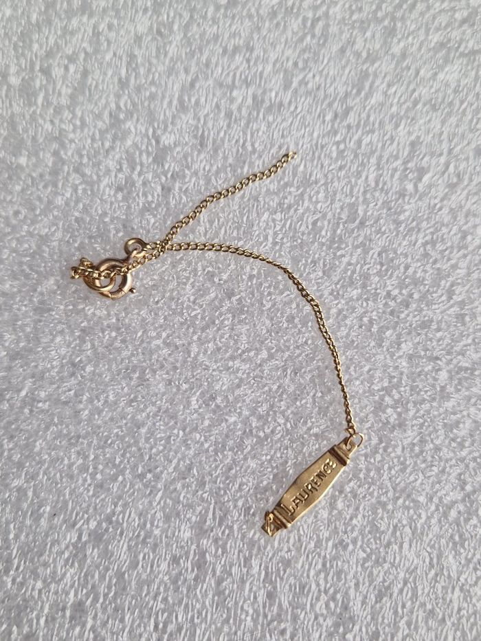 💛 Bracelet gourmette en or 18K – gravé “Laurence” (daté 13.4.61) - photo numéro 3