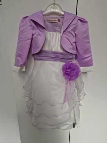 Robe Avec Boléro Baptême Cérémonie Mariage Blanc Lila Fleur Perles