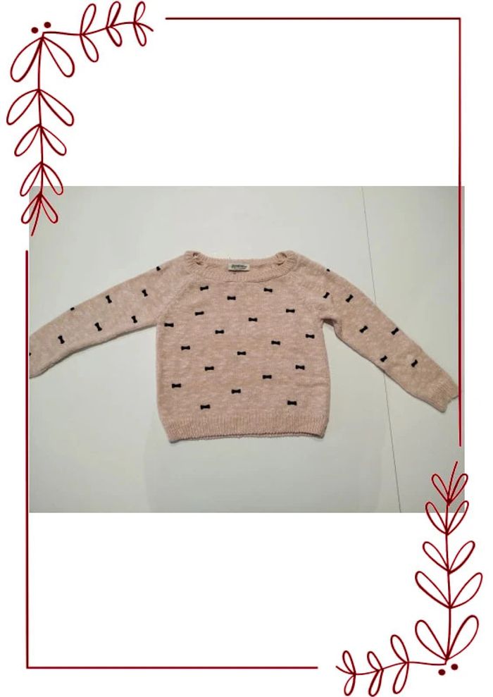 Pull rose noeud noir