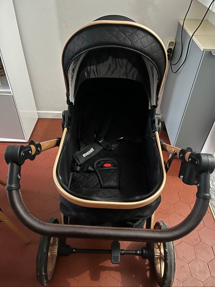 Poussette 3 en 1, système de voyage, poussette bébé, poussette pliable, Poignée réglable (Noir XX1) - photo numéro 2