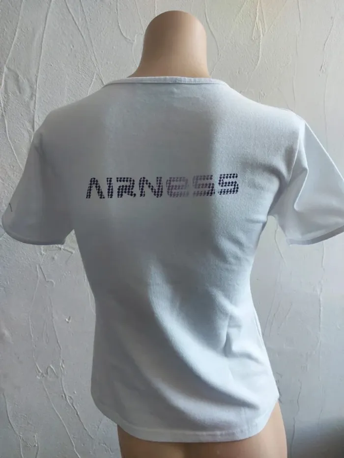 T-shirt blanc avec design à motif violet Airness Taille L - photo numéro 4
