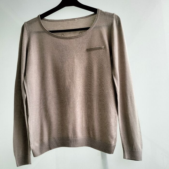 Pull fin en coton couleur beige, taille 40, marque Camaïeu