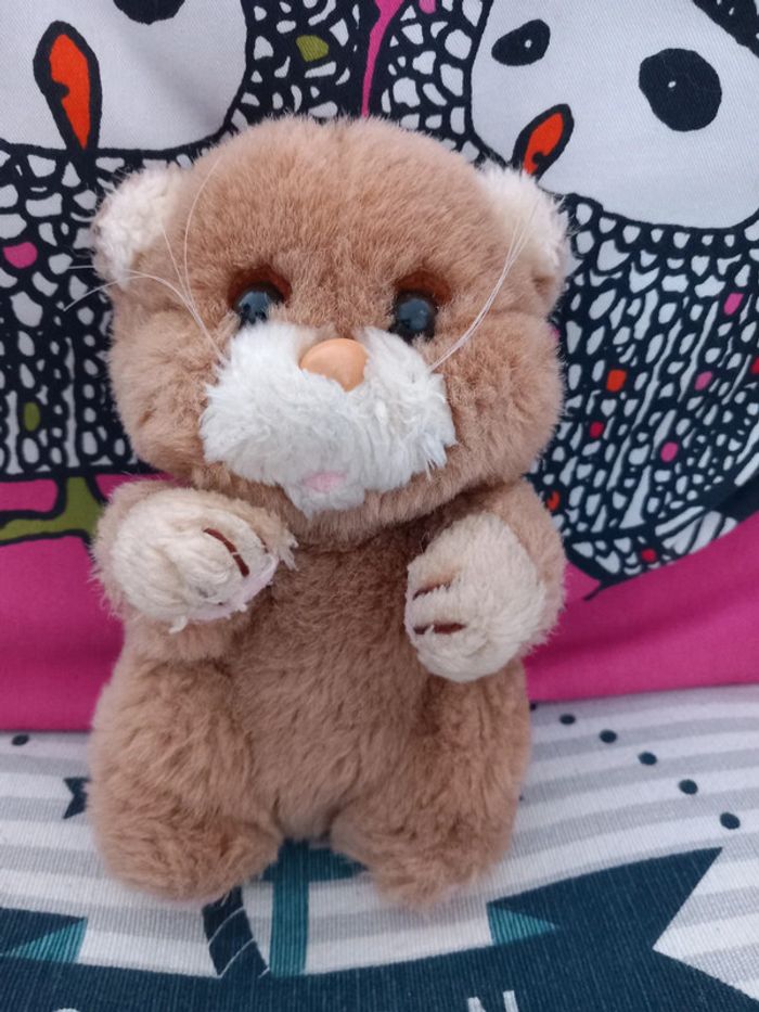 Peluche chat applause pastel vintage little beggar kitten 1984