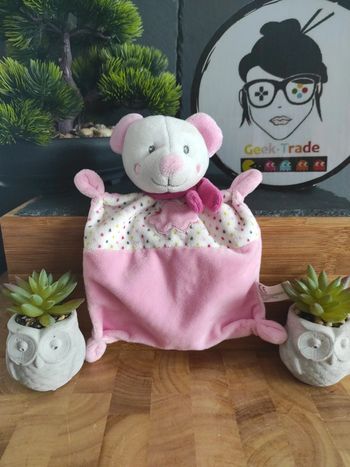 Souris Blanc Rose Avec Nuage Nicotoy Simba Toys plat mouchoir  #geektradedoudou