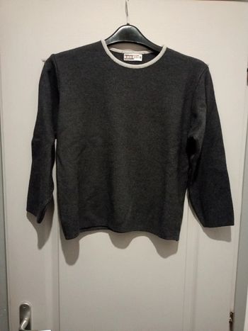 Pull noir/col gris manches 3/4