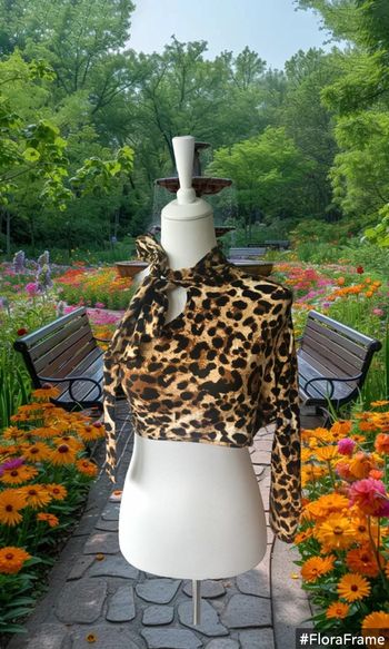 Blouse unimanche avec flot imprimée léopard, Sans marque, taille L