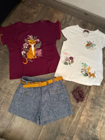 Ensemble tee shirt + short + chouchou
