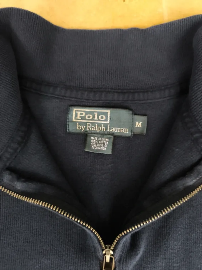 Pull quart zip camionneur marine Logo rouge Ralph Lauren excellent état homme M - photo numéro 4