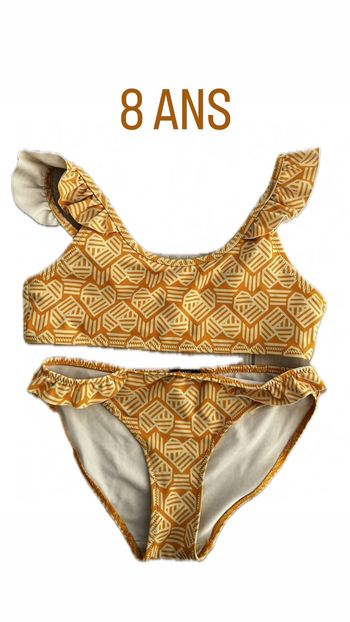 Maillot de bain jaune deux pièces fille 8 ans
