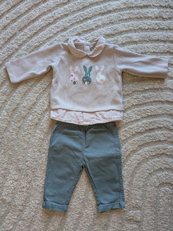 Ensemble pull et pantalon de mi-saison, bébé fille, 3 mois
