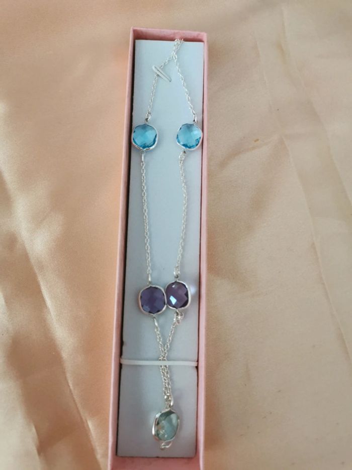Collier. Bleu turquoise. Mauve. Avon - photo numéro 4