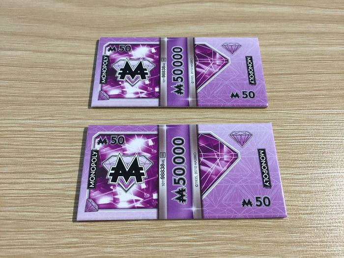 Lot x2 billets de 50 M pièce détachée jeu de société Monopoly Millionnaire #A45