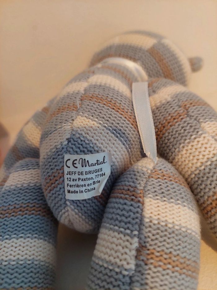 Martial Jeff de Bruges - peluche tricot bleu gris - photo numéro 5