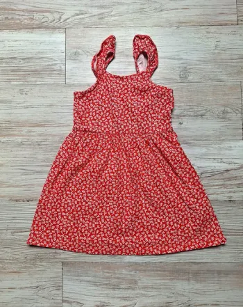 Robe à bretelles fleurie rouge