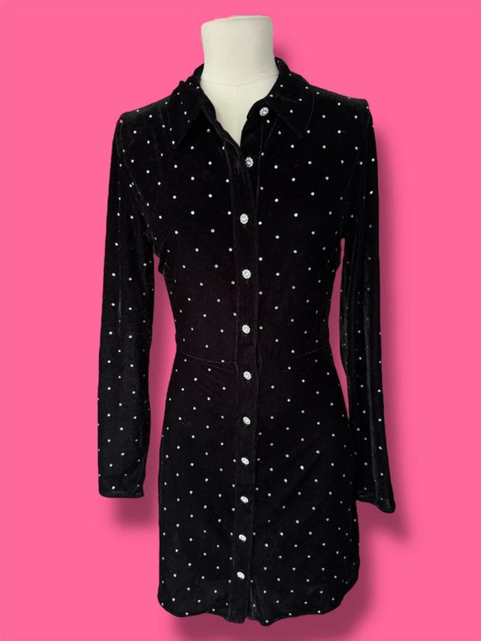 Robe velours et strass argent Zara