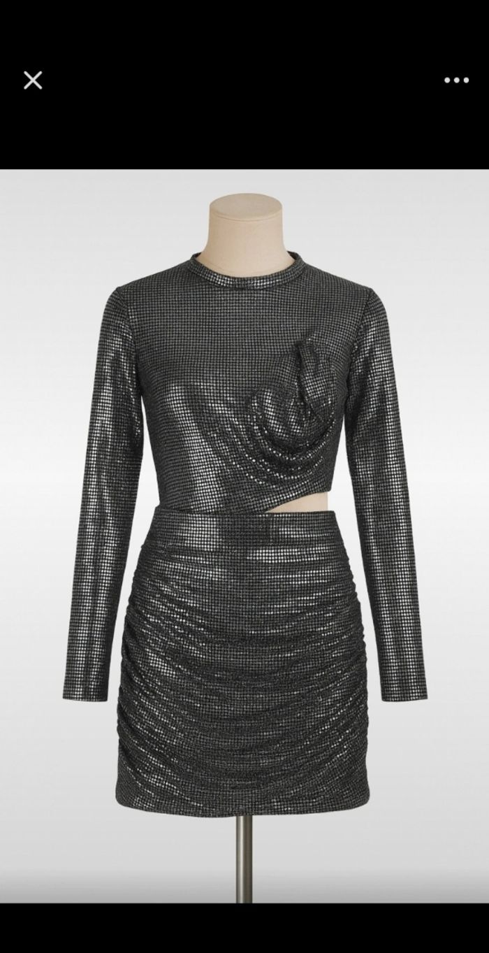 Robe maje argentée gris-noir