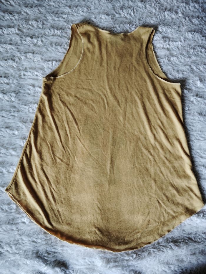 Débardeur femme, jaune moutarde avec chats - photo numéro 2